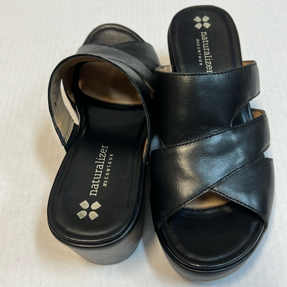 Naturalizer Black Slide Sandals with Cushioned Sole